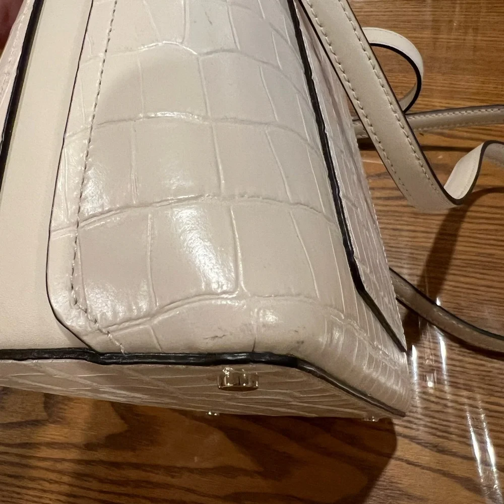 Kate Spade Cream Croc-Embossed Shoulder Bag - Picture 9 of 11